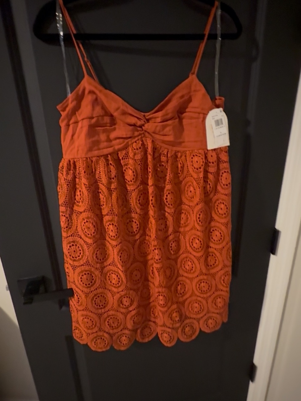INC International Concepts Orange Crochet-Trim Spaghetti Strap Tank Dress